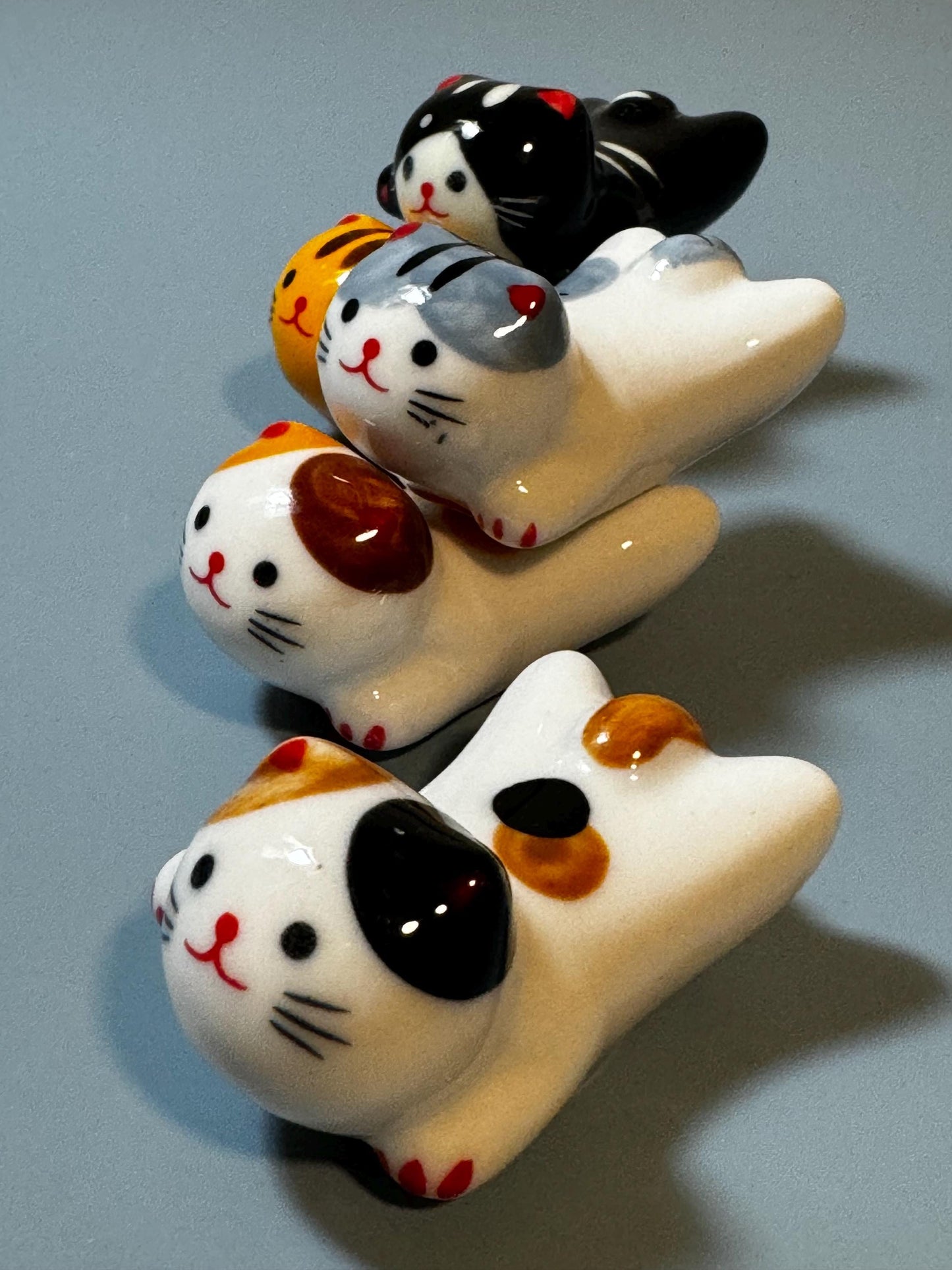 Kawaii cat set of 5 chopsticks holder, adorable cat chopstick rest, cute cat chopstick holder, chopstick rest, kitty paintbrush rest