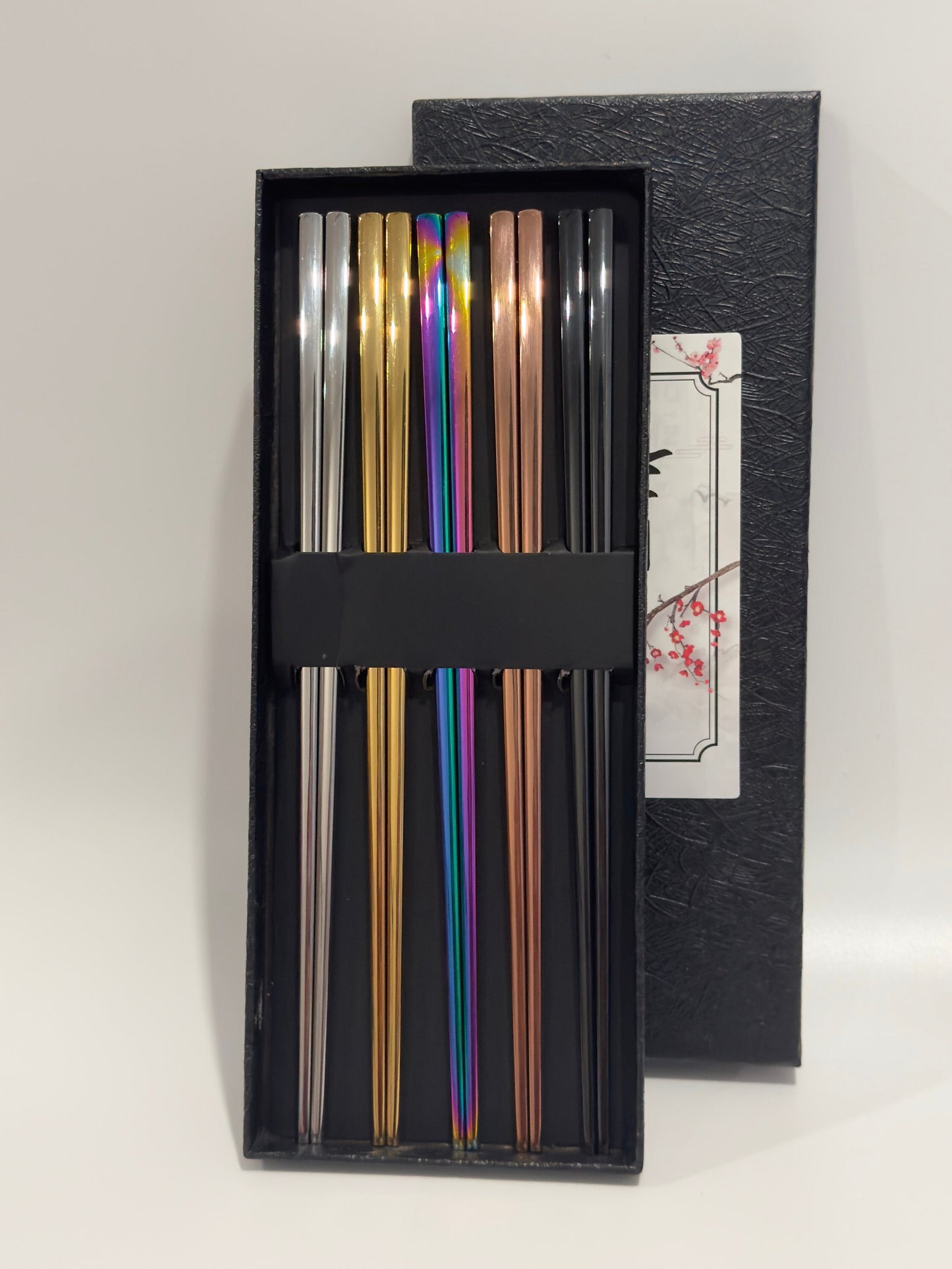 Metal Stainless steel Chopsticks 5 different color SUS 304 Heavy chopstick chopsticks Rainbow chopsticks Chinese square chopsticks