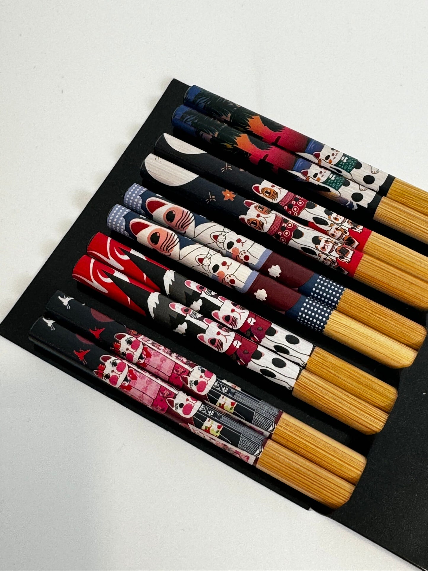 Cat chopsticks 5 sets neko cat chopsticks japanese chopsticks bamboo chopsticks family chopsticks maneki neko cat 5 pair Lucky Cat chopstick