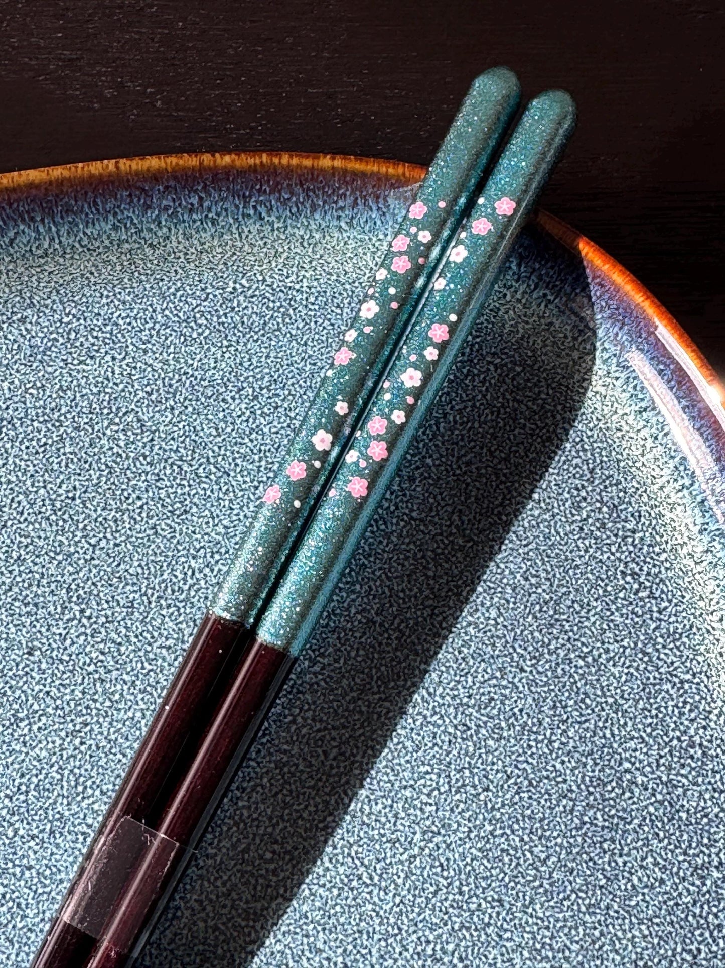 Blue floral wood chopsticks