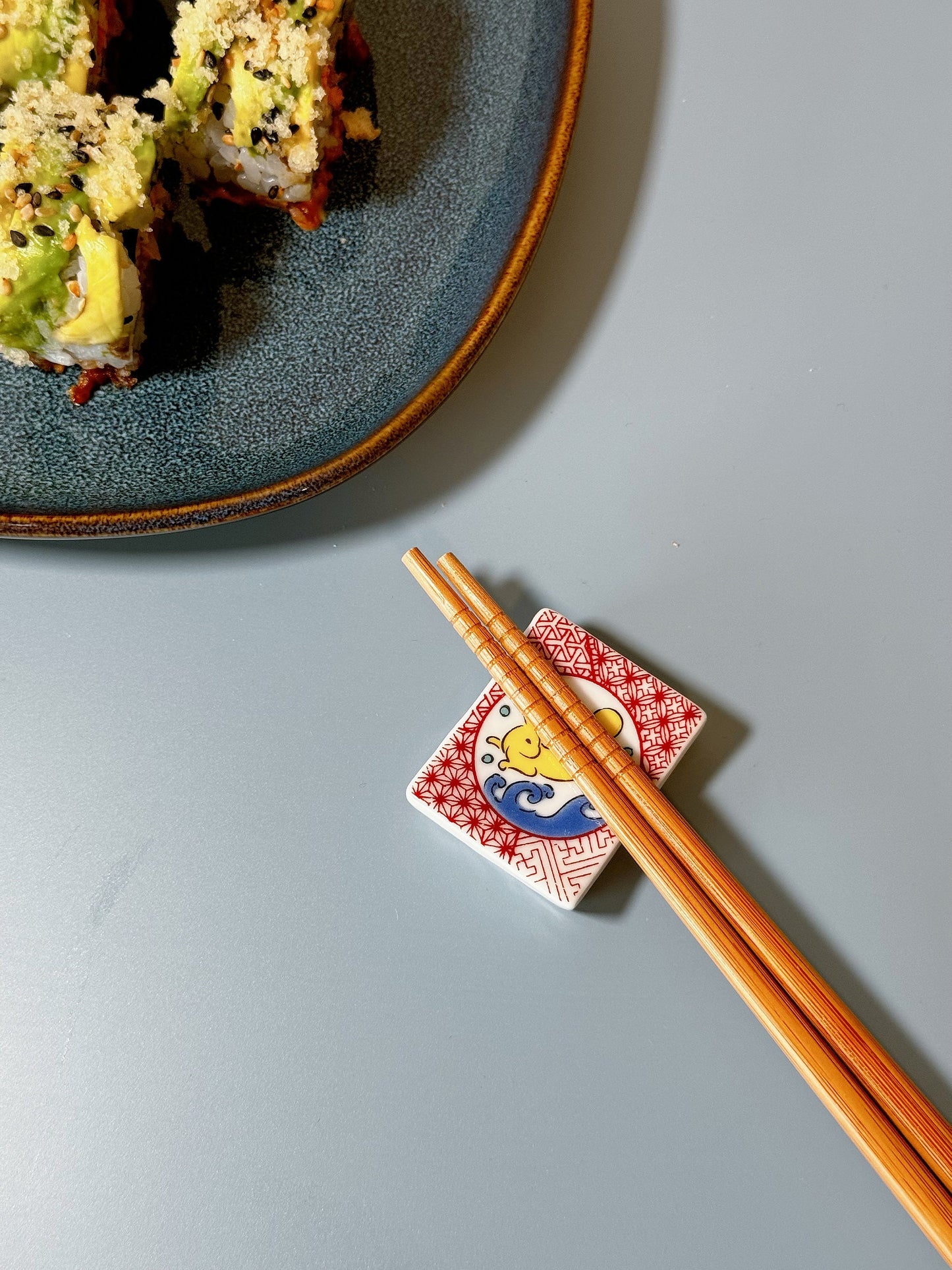 Beautiful set of 6 chopsticks holder, japanese art chopstick rest, mt. fiji chopstick holder, great wave chopstick rest, daruma paintbrush