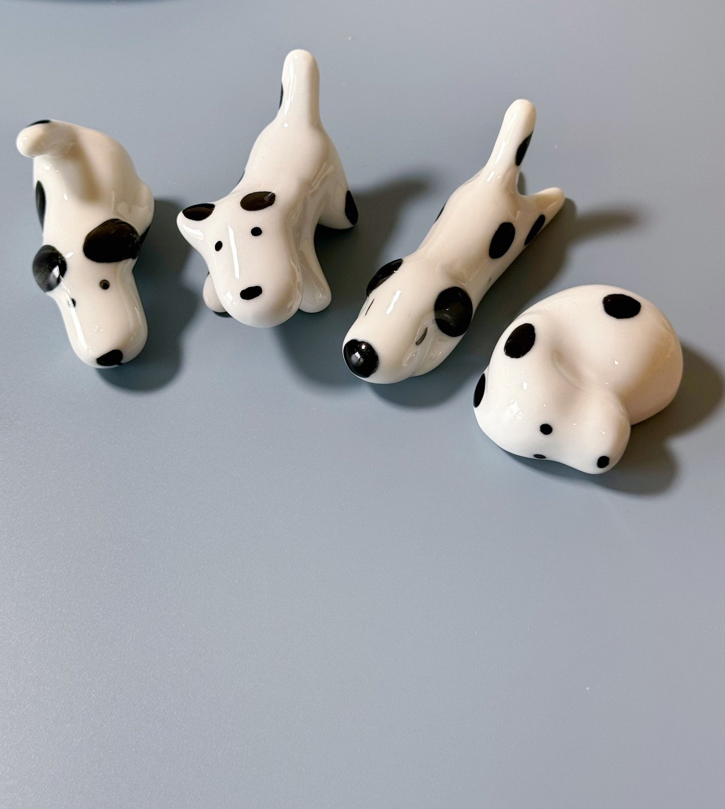 Cute dalmatian dog 4 pcs chopstick holders, cute dog chopsticks rest holder, black and white puppy decoration, dog art brush holder,