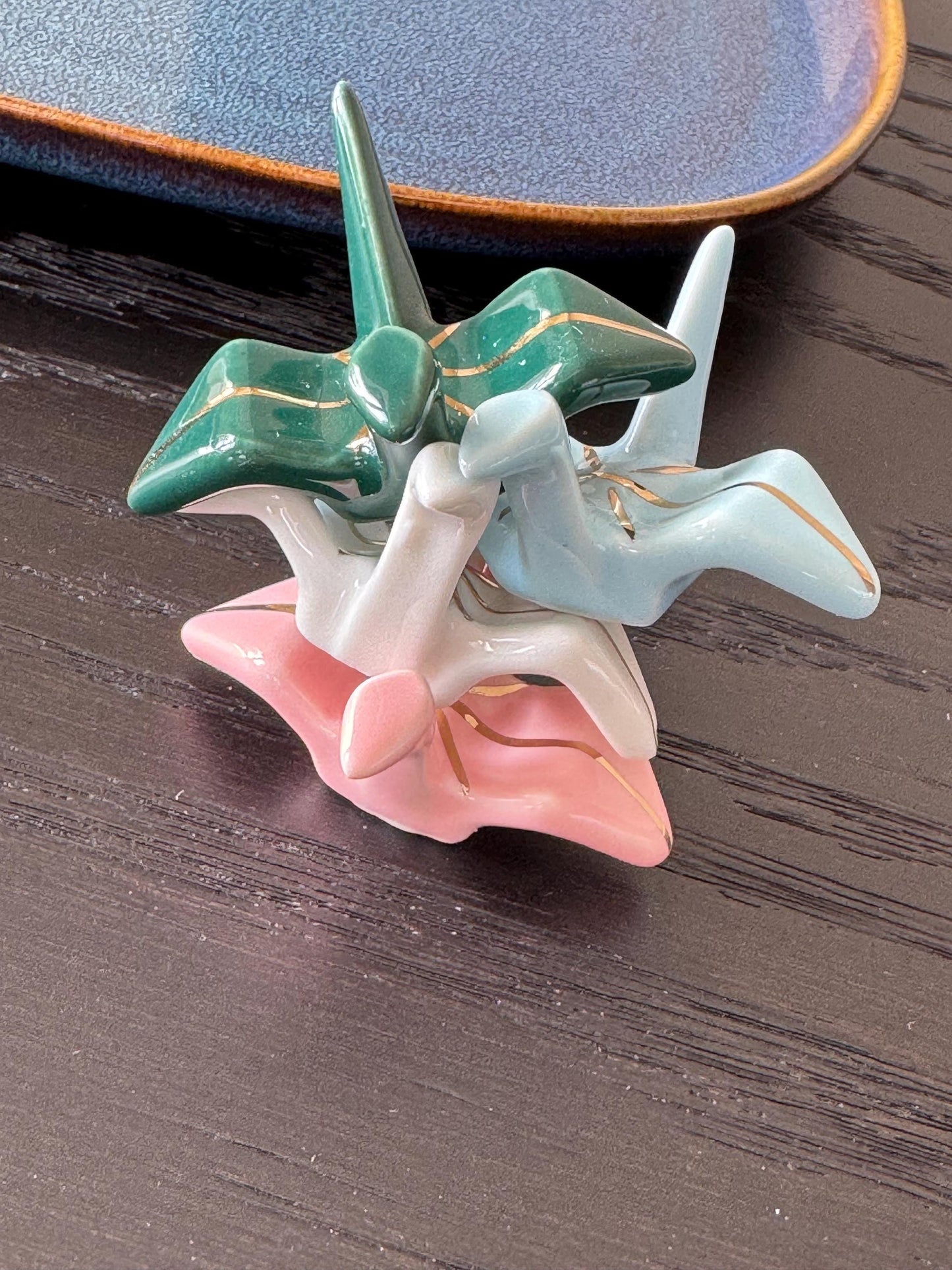 Origami cranes chopsticks rest holders, origami cranes ceramics, cranes chopsticks holders paintbrush, luxury gold origami cranes shaped