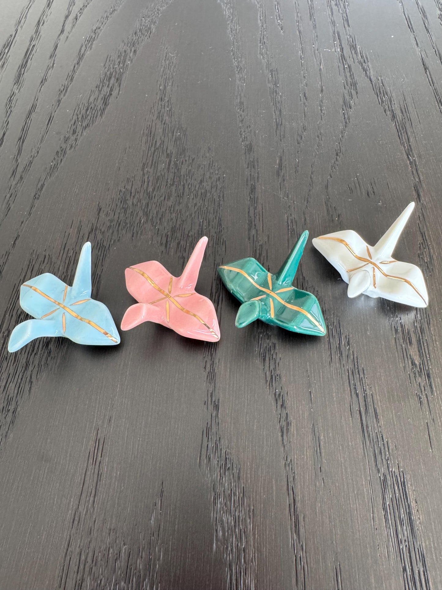 Origami cranes chopsticks rest holders, origami cranes ceramics, cranes chopsticks holders paintbrush, luxury gold origami cranes shaped