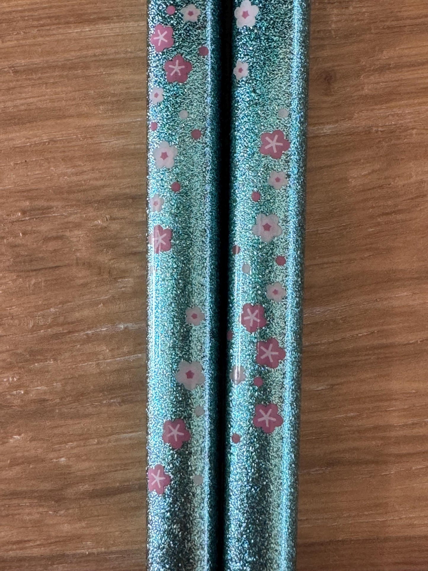 Blue floral wood chopsticks