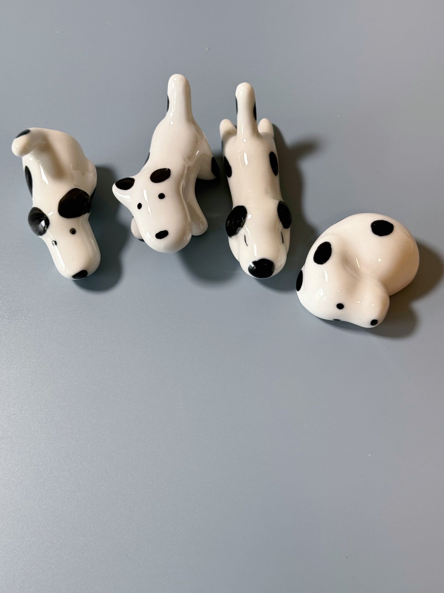Cute dalmatian dog 4 pcs chopstick holders, cute dog chopsticks rest holder, black and white puppy decoration, dog art brush holder,