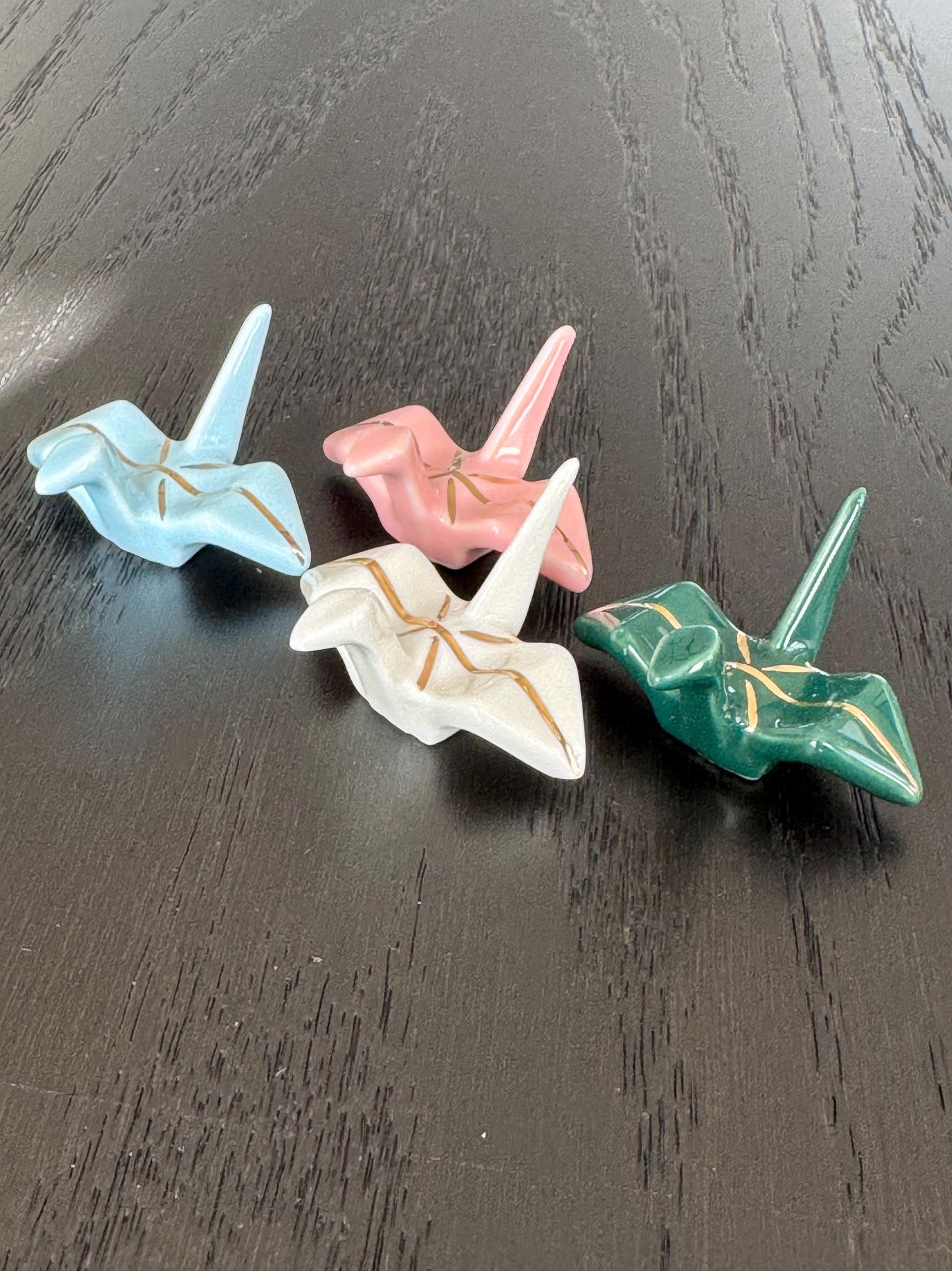Origami cranes chopsticks rest holders, origami cranes ceramics, cranes chopsticks holders paintbrush, luxury gold origami cranes shaped