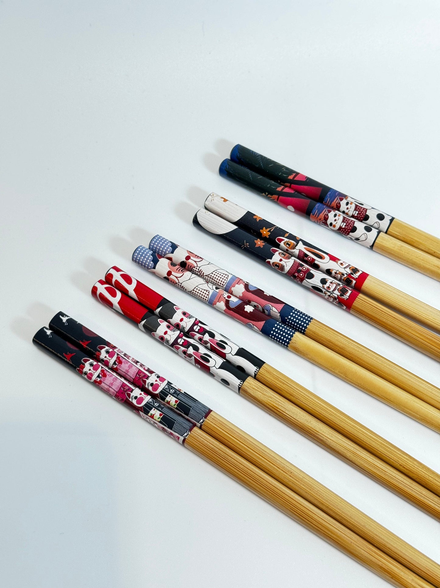 Cat chopsticks 5 sets neko cat chopsticks japanese chopsticks bamboo chopsticks family chopsticks maneki neko cat 5 pair Lucky Cat chopstick