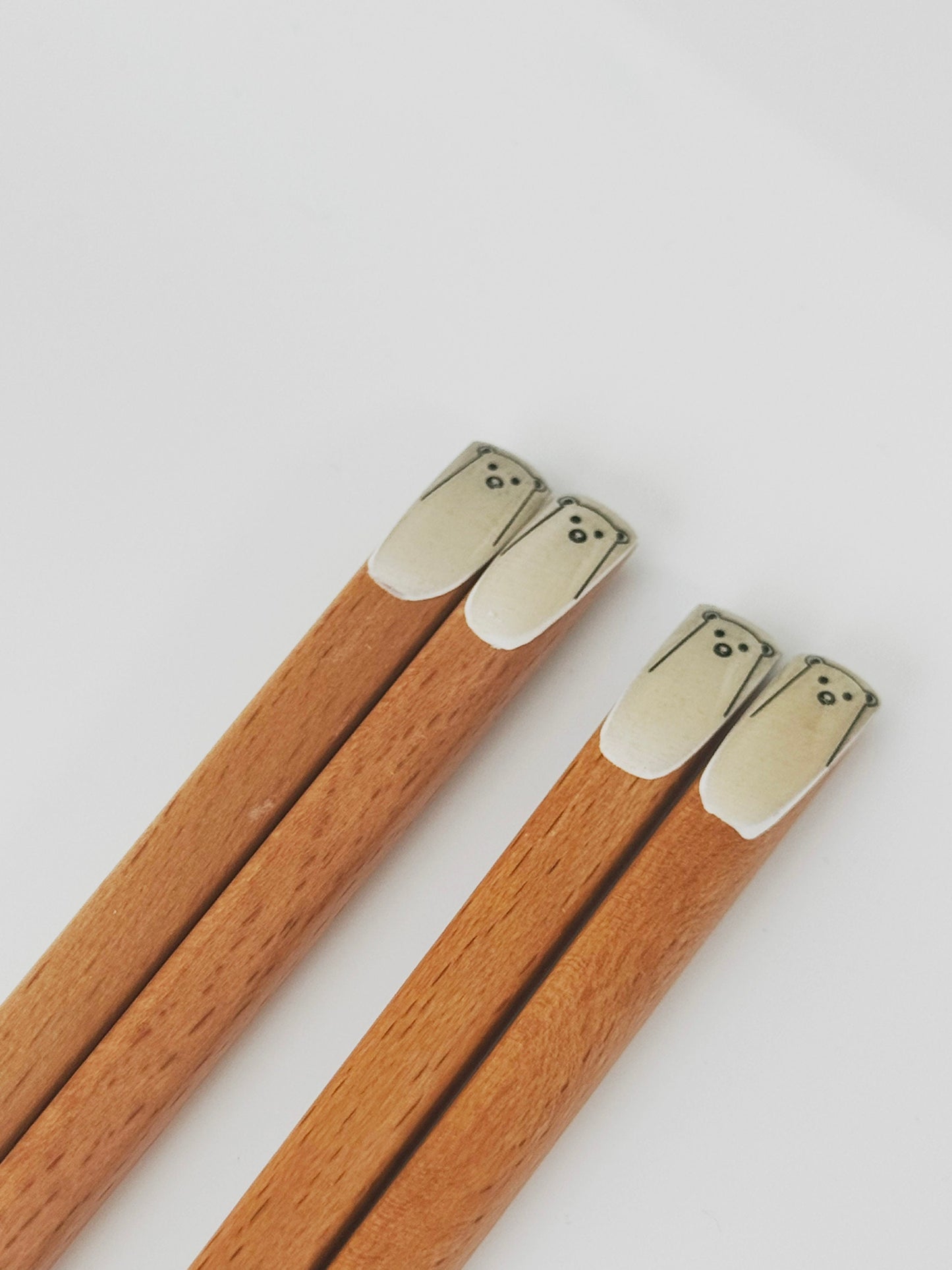 Wood chopsticks with  polar bear rest 2 pairs