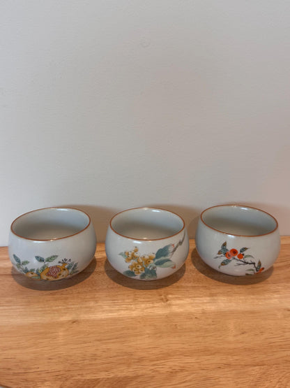 5 pcs chinese ru kiln tea cups, gong fu tea cups, with gift box, kung fu cup tea cup, ceramic tea cups, beautiful fruit design tea cups, cha