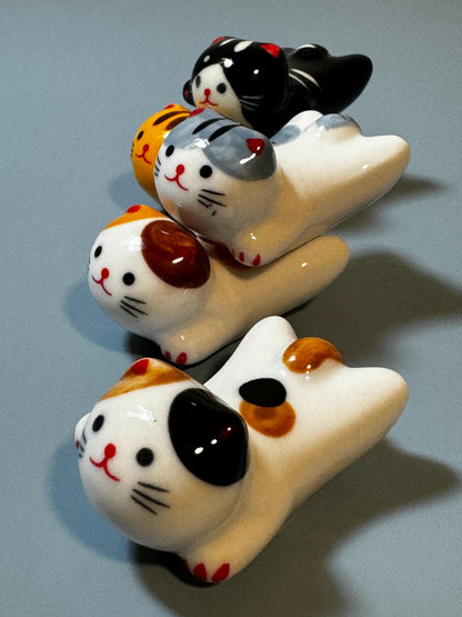 Kawaii cat set of 5 chopsticks holder, adorable cat chopstick rest, cute cat chopstick holder, chopstick rest, kitty paintbrush rest