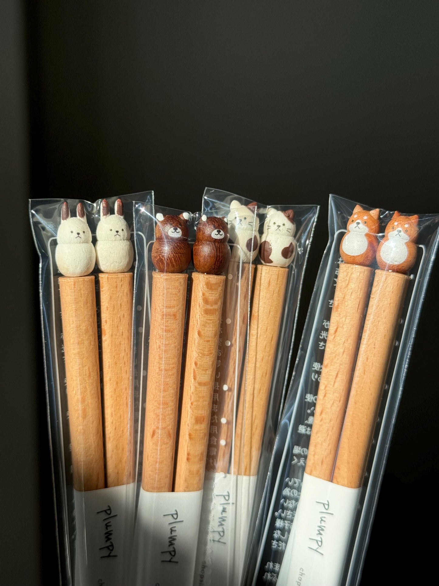Wood animal chopsticks, Japan Plumpy handcrafted cute pet chopsticks, bear chopsticks, 3D chopsticks, wood chopsticks, aesthetic chopsticks