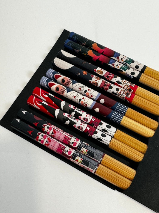 Cat chopsticks 5 sets neko cat chopsticks japanese chopsticks bamboo chopsticks family chopsticks maneki neko cat 5 pair Lucky Cat chopstick