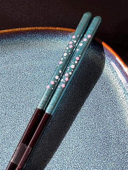 Blue floral wood chopsticks