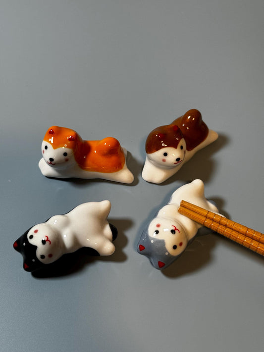 Cute husky dog set of 4 chopsticks holder