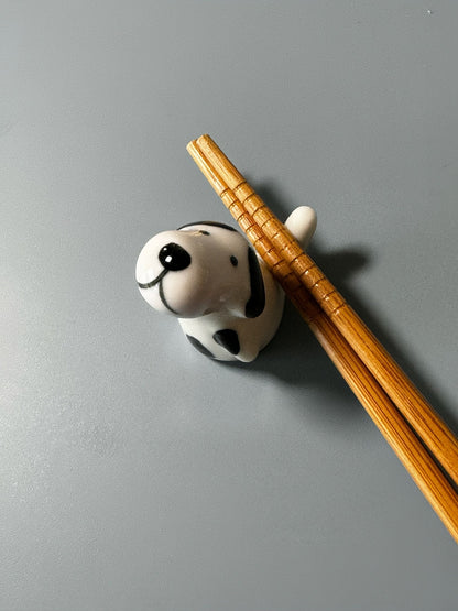 Cute dalmatian dog 4 pcs chopstick holders, cute dog chopsticks rest holder, black and white puppy decoration, dog art brush holder,