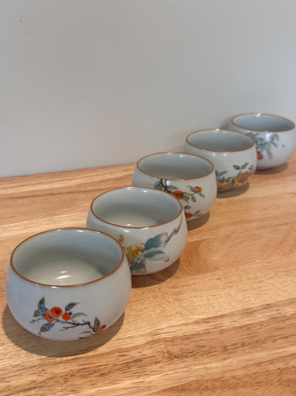 5 pcs chinese ru kiln tea cups, gong fu tea cups, with gift box, kung fu cup tea cup, ceramic tea cups, beautiful fruit design tea cups, cha