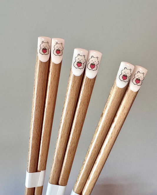 Wood animal chopsticks, Japan handcrafted cute Hamster chopsticks, Cat chopsticks, Kawaii chopsticks, wood chopsticks, Fluffy cat chopsticks