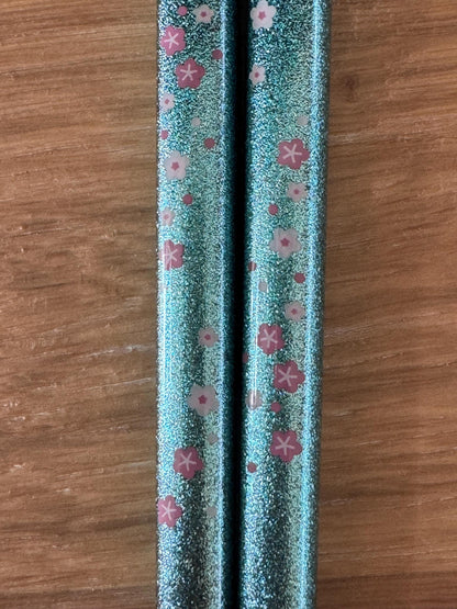 Blue floral wood chopsticks