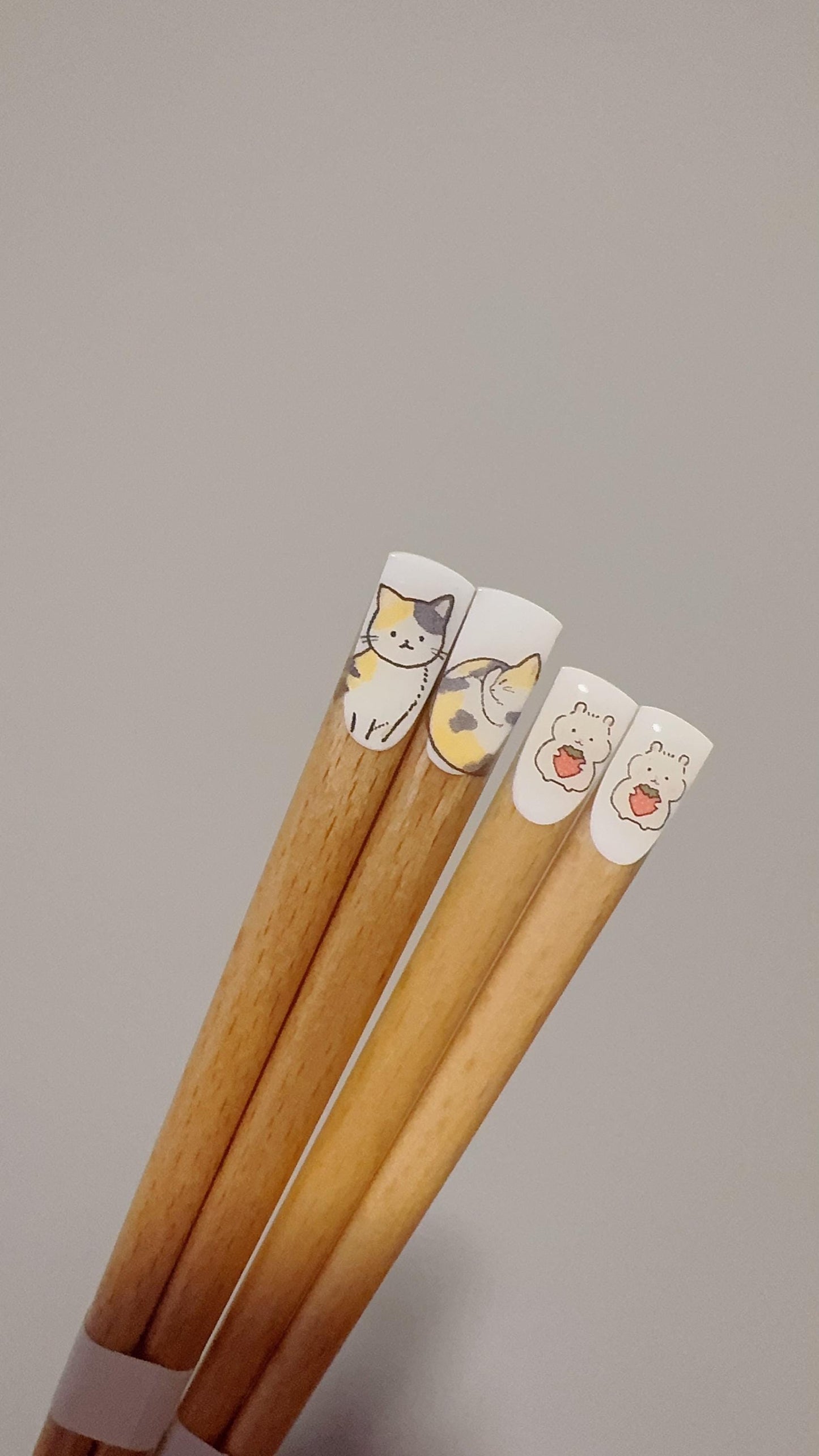 Wood animal chopsticks, Japan handcrafted cute Hamster chopsticks, Cat chopsticks, Kawaii chopsticks, wood chopsticks, Fluffy cat chopsticks