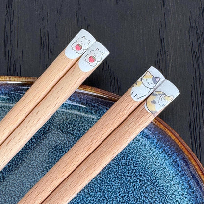 Wood animal chopsticks, Japan handcrafted cute Hamster chopsticks, Cat chopsticks, Kawaii chopsticks, wood chopsticks, Fluffy cat chopsticks